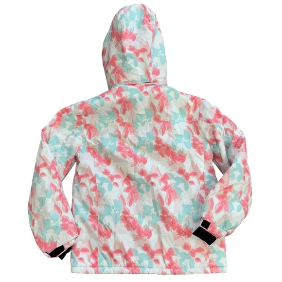 GEMYSE Hooded Snowboarding  Hooded Jacket  Girl’s L Watercolor Flowers Pink Blue - Picture 4 of 14